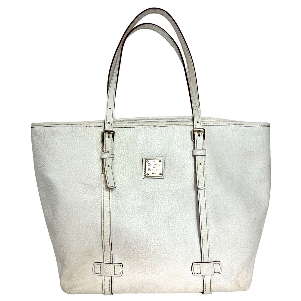Dooney & Bourke Large Tote Bag Solid White Pebbled Leather Shoulder